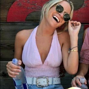 LF Pink Halter Crop Top